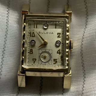 Vintage Bulova 10K Rolled Gold Plate Diamond Dial Watch 2