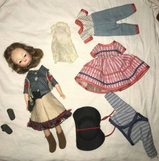 Vintage 1957 Betsy Mccall Doll 8  At The Western Ranch " Set - Three Outfits