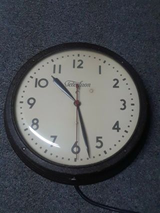 Vintage Warren Telechron Co Electric Clock From Ashland Mass Shoolhouse Clock