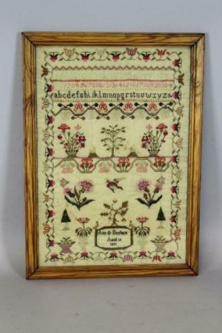 A Rare Signed & Dated Pa 1831 Needlework Sampler " Ann Beeham " In Great Colors