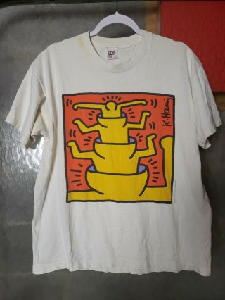 Vintage Keith Haring Rare T Shirt Large 1993 Guggenheim Not A Reprint