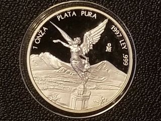 1997 Mexico 1 Oz Silver Libertad Proof - Key Date - Only 1,  500 Minted - Rare