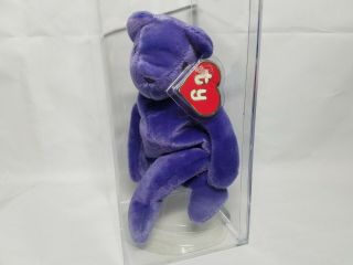 Authenticated Ty Beanie Baby Old Face Of Violet Teddy Rare 1st/1st Gen Mwnmt
