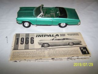 Vintage Build Amt 1966 Chevrolet Impala Ss Convertible Model Kit 6716 1/25