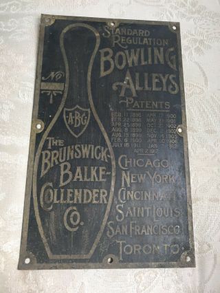 Brunswick Balke Collender Bowling Alleys Sign 1912 American Bowling Congress