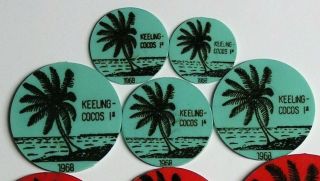 Keeling Cocos Islands 1968 Rare Complete Set Of The Blue Cent Denominations