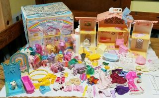 Vintage My Little Lullaby Pony Nursery Loaded W/ Baby & Big Ponies,  Accessories