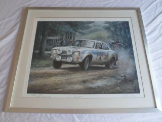 Rare Autographed Ford Escort Mk1 Rs1600 Rac Rally Of Great Britain 1972 Print.