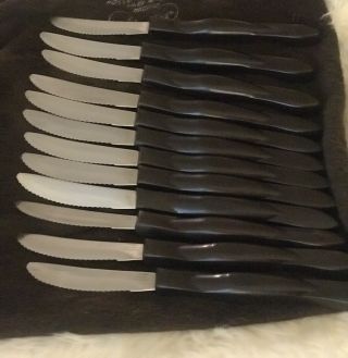 Set Of 12 Cutco Vintage Steak Knives Dark Handles 1759 KI,  KC,  KM & KJ 4