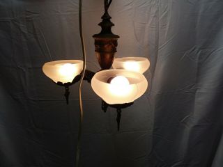 Vintage 3 Light Art Deco Slip Shade Chandelier Light Fixture Awesome
