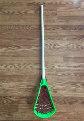 Vintage Brine Pl66 Lacrosse Stick W / Metal Shaft - 42 " Green Head