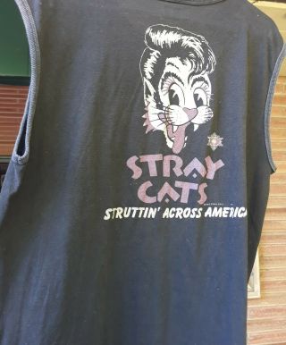 Vtg Stray Cats 1983 Struttin Across Tour T Shirt Rockabilly M - L Sleeveless