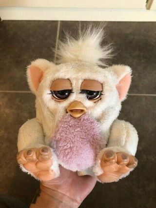 Vintage 2005 Furby Baby White And Purple Tiger Electronics Rubber Feet Purple Ey 3