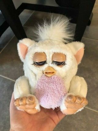 Vintage 2005 Furby Baby White And Purple Tiger Electronics Rubber Feet Purple Ey 8