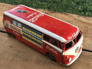 Vintage Taiyo Tin Friction Coca - Cola Volkswagen Toy Delivery Vw Bus Kombi Japan