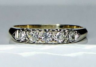 Antique Art Deco 1/4 Carat (25) Natural Diamond Ring 14k Yg Anniversary W/sizing