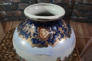 Vintage Hand Painted Ceramic Vase Fox Hound and Horsemen A20 4