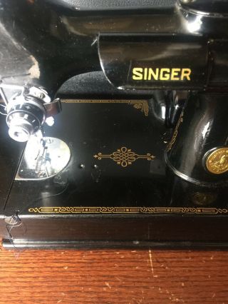 Antique Singer Featherweight 221 - 1 Portable Sewing Machine AH343290 1947 W/case 3