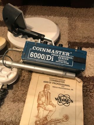 White’s 6000 Di Pro Plus Professional Series vintage Metal Detector With 4 Coils 8