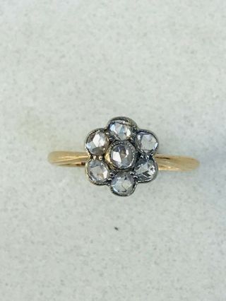 Vintage 18ct Yellow Gold Ring 7 Old Mine Cut Diamonds G/SI Total 0.  52ct 15 2