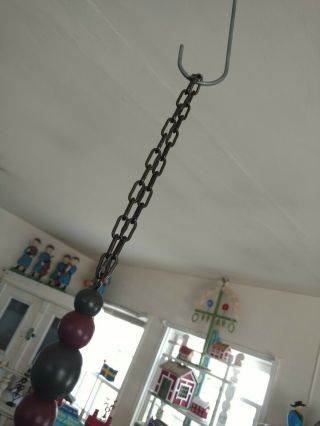 Swedish wooden hanging candleholder.  vintage.  5 arm.  13 