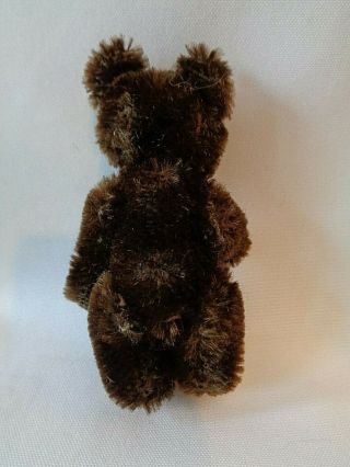 Vtg Antique Steiff Miniature Teddy Bear Baby Fully Jointed Chocolate Brown 3.  5 