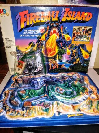 Vintage Fireball Island 1986 3 - D Board Game W/ Box Milton Bradley 90 Complete