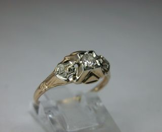 Antique Art Deco 14k Gold Diamond Engagement Ring Dated 1938