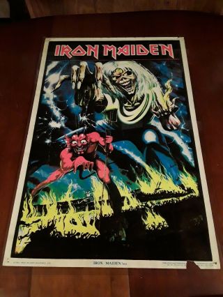 Vintage Iron Maiden 802 Felt Blacklight Poster Heavy Metal Rock 1983 80s