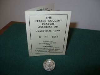 Rare Vintage Subbuteo Table Soccer Players Assoc.  Members Card & Badge - 1950s