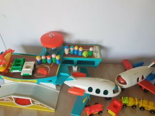 Vintage Fisher Price Little People Airport 2 Planes 11 Figures Luggage Vehicles