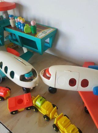 Vintage Fisher Price Little People Airport 2 Planes 11 Figures Luggage Vehicles 3