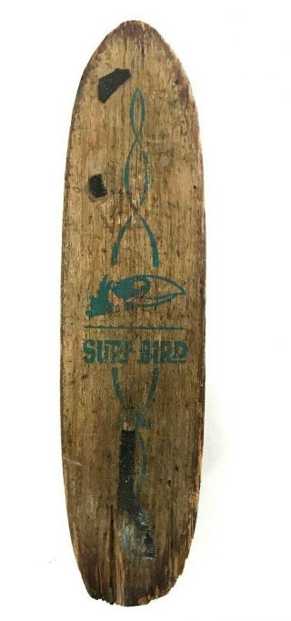 1960s Vintage Nash Sidewalk Surfboard Surf Bird Skateboard Metal Wheels