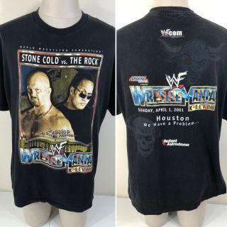 Vintage 2001 Wwf Wrestlemania X - Seven Stone Cold Vs The Rock T - Shirt Xl Wwe Wcw