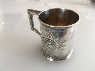Antique 1864 Gorham Coin Silver Medallion Pattern Head Mug cup 2