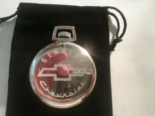 Vintage 16S Pocket Watch Chevrolet Auto Theme Dial & Case Runs Well. 5