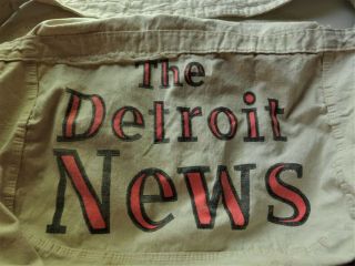 Vintage Newspaper Delivery Bag,  Canvas,  The Detroit News,  Memorabilia