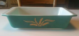 Vintage Pyrex Green Wheat Promotional Space Saver Casserole Dish 1960s No Lid