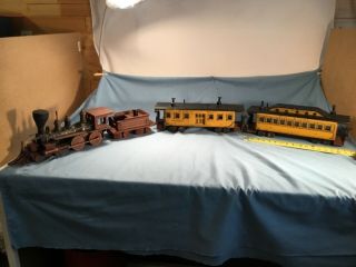 Vintage Antique Folk Art,  St.  Paul & Pacific Model Wood Train Set,  Handmade