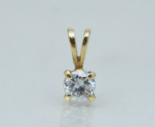 1/4 Ct.  28 14k Diamond Solitaire Pendant For Necklace Vintage Round Brilliant G