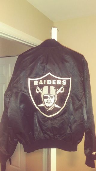 Vintage La Raiders Throwback Satin Starter Jacket Xl Back Patch