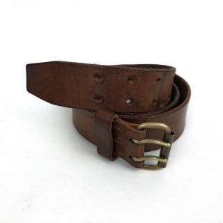 Ralph Lauren Rrl Rollins Double Prong Brown Leather Belt Size 36 Made In England