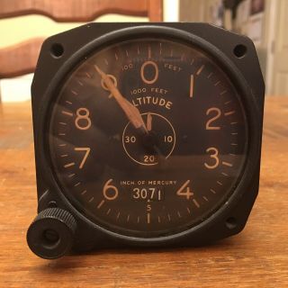 Vintage Pioneer 1000 Ft Altitude Gauge Indicator Aircraft Altimeter 1583 - 2q - A