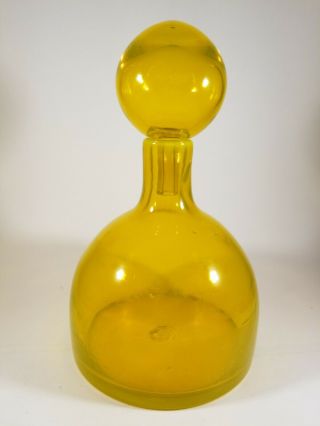 Vintage Mid Century Modern Glass Bottle Decanter Set of Two.  Yellow & Green. 4
