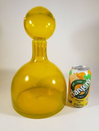 Vintage Mid Century Modern Glass Bottle Decanter Set of Two.  Yellow & Green. 6