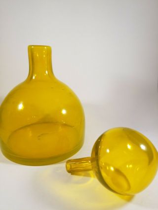 Vintage Mid Century Modern Glass Bottle Decanter Set of Two.  Yellow & Green. 7
