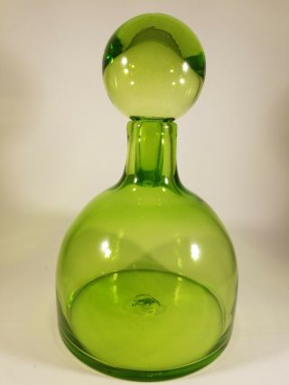 Vintage Mid Century Modern Glass Bottle Decanter Set of Two.  Yellow & Green. 8