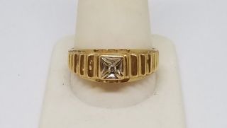 Vintage 10k Yellow & White Gold Plum Diamond Band Ring Size 12 4.  2 Gr