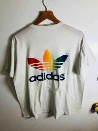 Vintage 70s 80s Adidas Tri Foil Marathon T Shirt Size Large