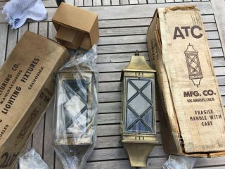 2 Vintage Large Mid - Century Outdoor Wall Lights Nos